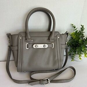 Gray Leather Handbag